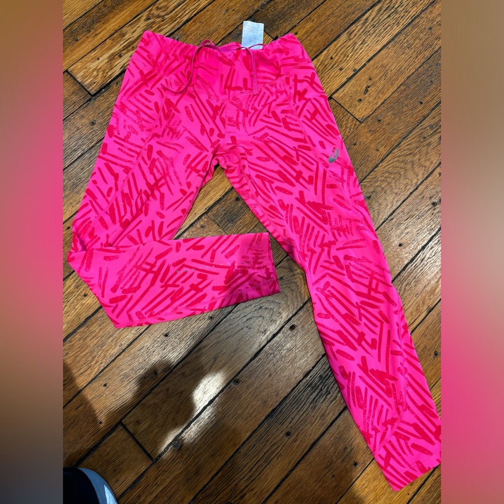 ASICS running pants, leggings, yoga pants size small. Pink/Red